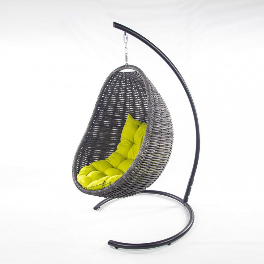 Фото товара Черное подвесное кресло-кокон с подушкой