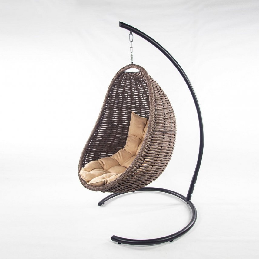 Коричневое подвесное кресло-кокон с подушкой