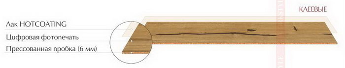 Фото товара Клеевой пробковый пол с фотопечатью Corkstyle Wood XL Oak Blaze