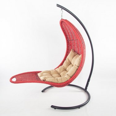 Фото товара Красное подвесное кресло-шезлонг с подушкой